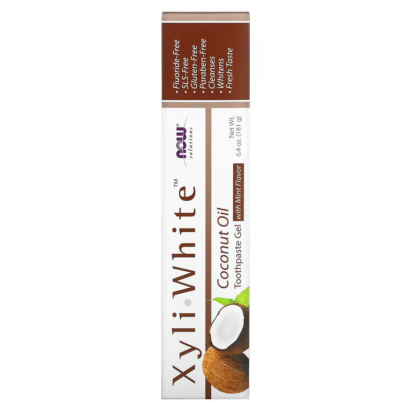 Xyli White Coconut Oil Toothpaste Gel with Mint Flavour | Reduces Plaque | Whitens Teeth | Free from Fluoride, Gluten, SLS & Paraben | For Long Lasting Fresh Taste & Breath - 181 g