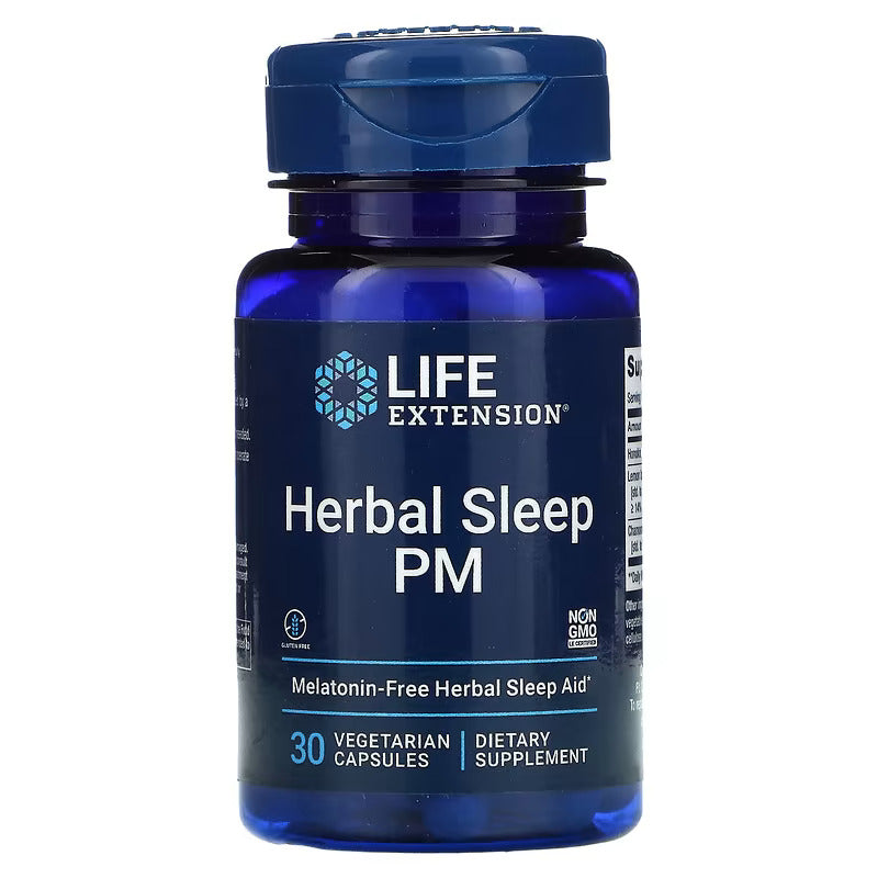 Life Extension Herbal Sleep PM  - Melatonin-Free Herbal Sleep Aid - Dietary Supplement - Gluten Free & Non GMO - 30 capsules