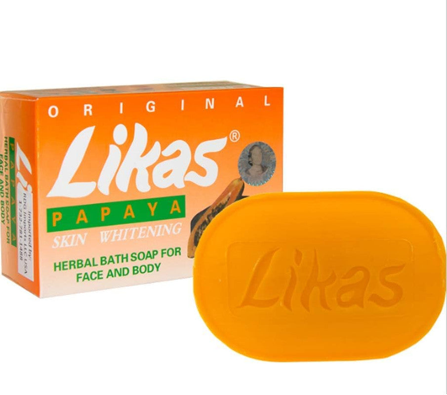 Likas Skin Whitening Soap Papaya - Herbal Bath Soap For Face and Body - For Clearer and Finer Skin Complexion - Enriched with Papaya Enzymes  - 135 g