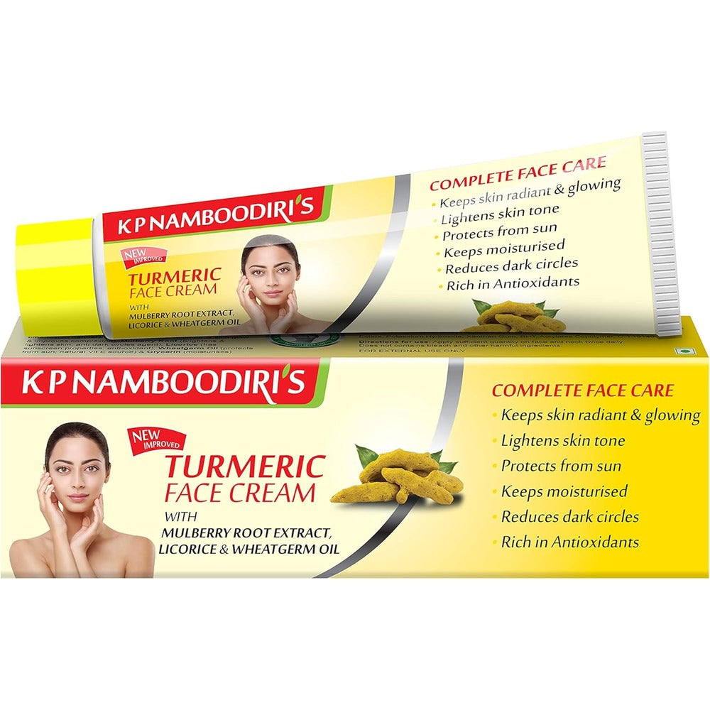 K P Namboodiri's Turmeric Face Cream - With Mulberry Root Extract, Licorice & Wheatgerm Oil - Lightens Skin Tone - Protects from Sun - 25 g