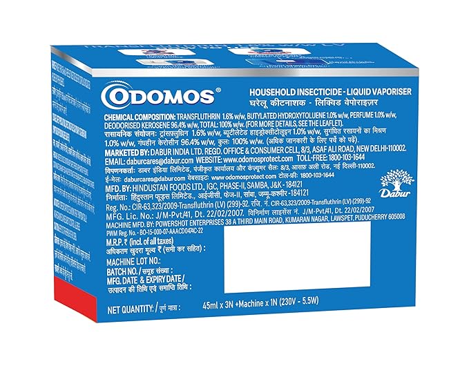 Odomos  Liquid Vaporisor - Machine + Refill Combo - Household Insecticide - 45ml