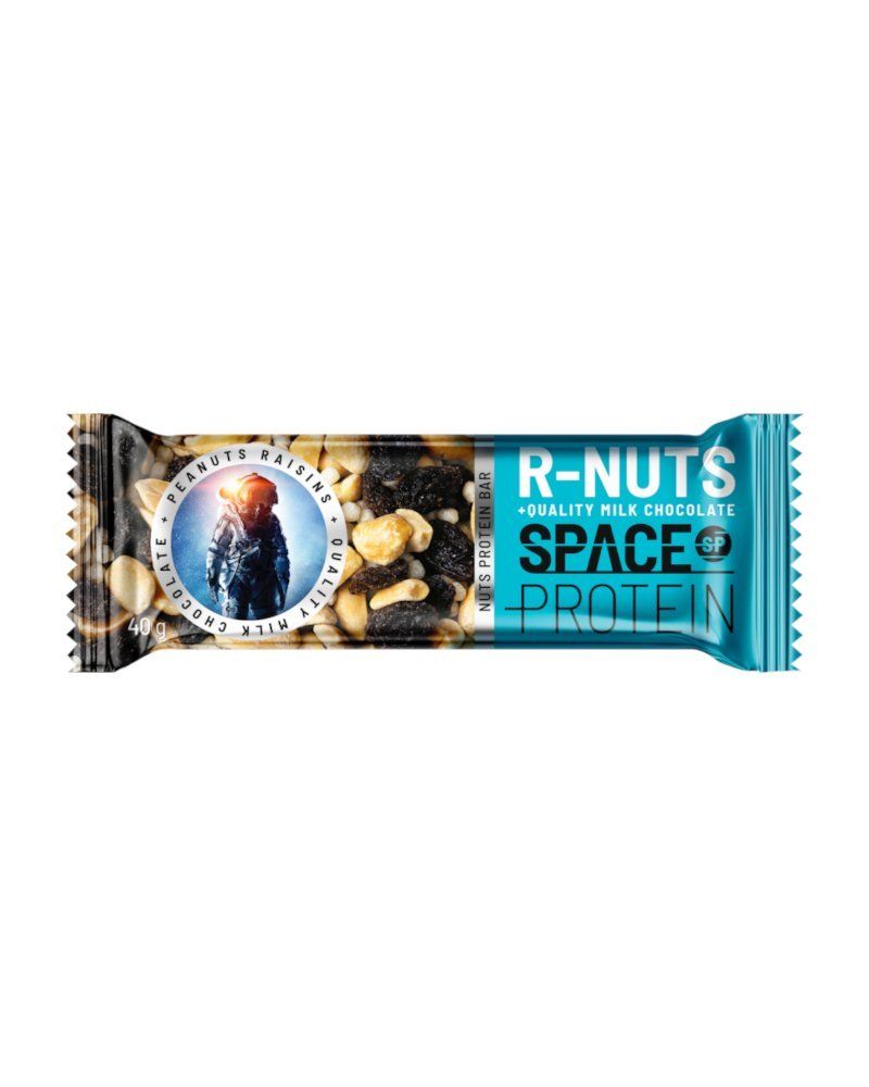 Space Protein Nuts Protein Bar  - R-Nuts + Real MIlk Chocolate  - With Peanuts & Raisins- 40 g