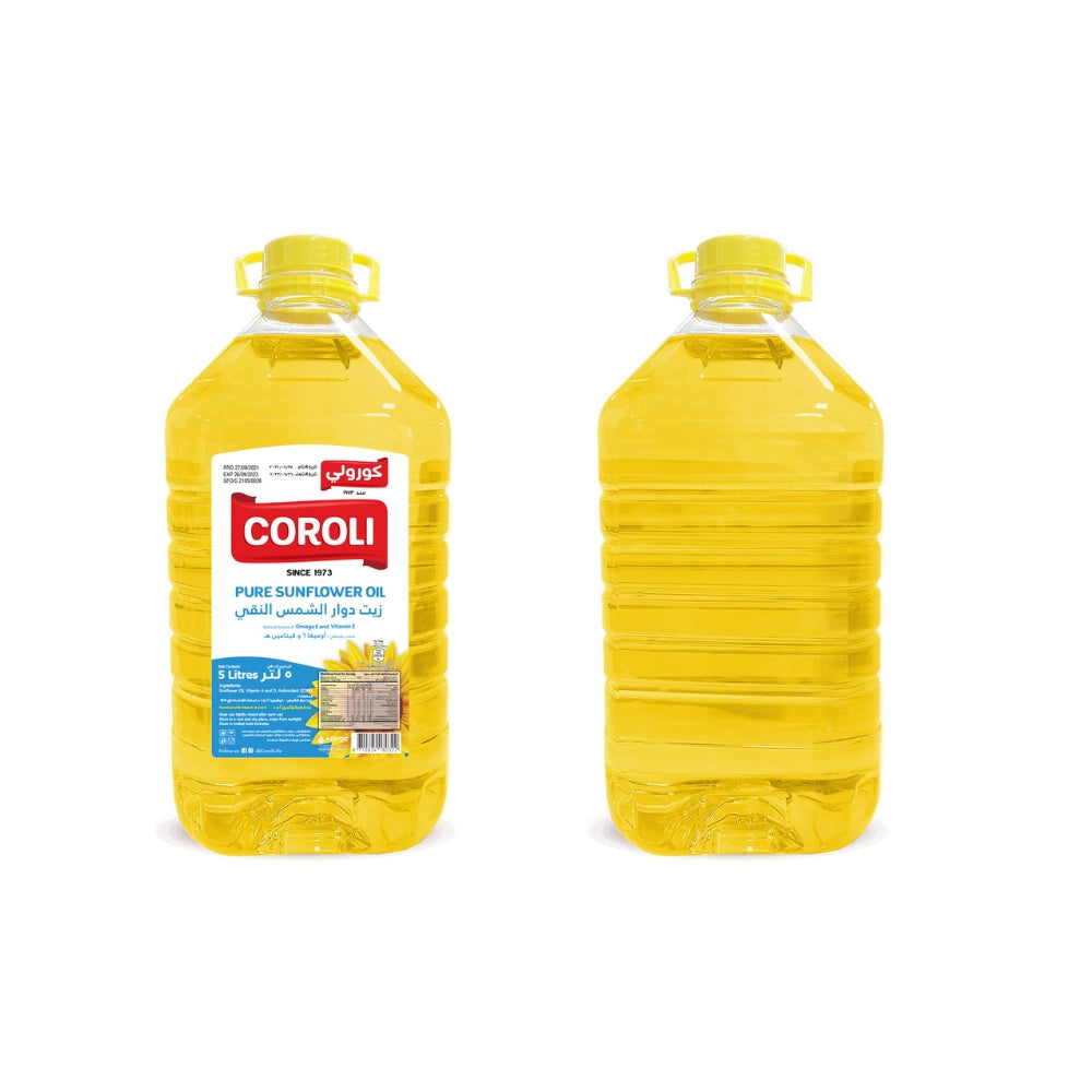 Coroli Pure Sunflower Oil 5 Liter - The Best & Most Versatile Cooking Oil - Helps in Reducing Bad Cholesterol