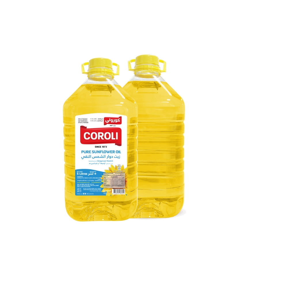 Coroli Pure Sunflower Oil 5 Liter - The Best & Most Versatile Cooking Oil - Helps in Reducing Bad Cholesterol