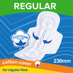 Modess Regular Cottony Soft Pads with Wings - For Superior Dryness and Protection - Hypoallergenic Cover - Gentle on Skin - Fast Absorbing Pads - 8 Pads