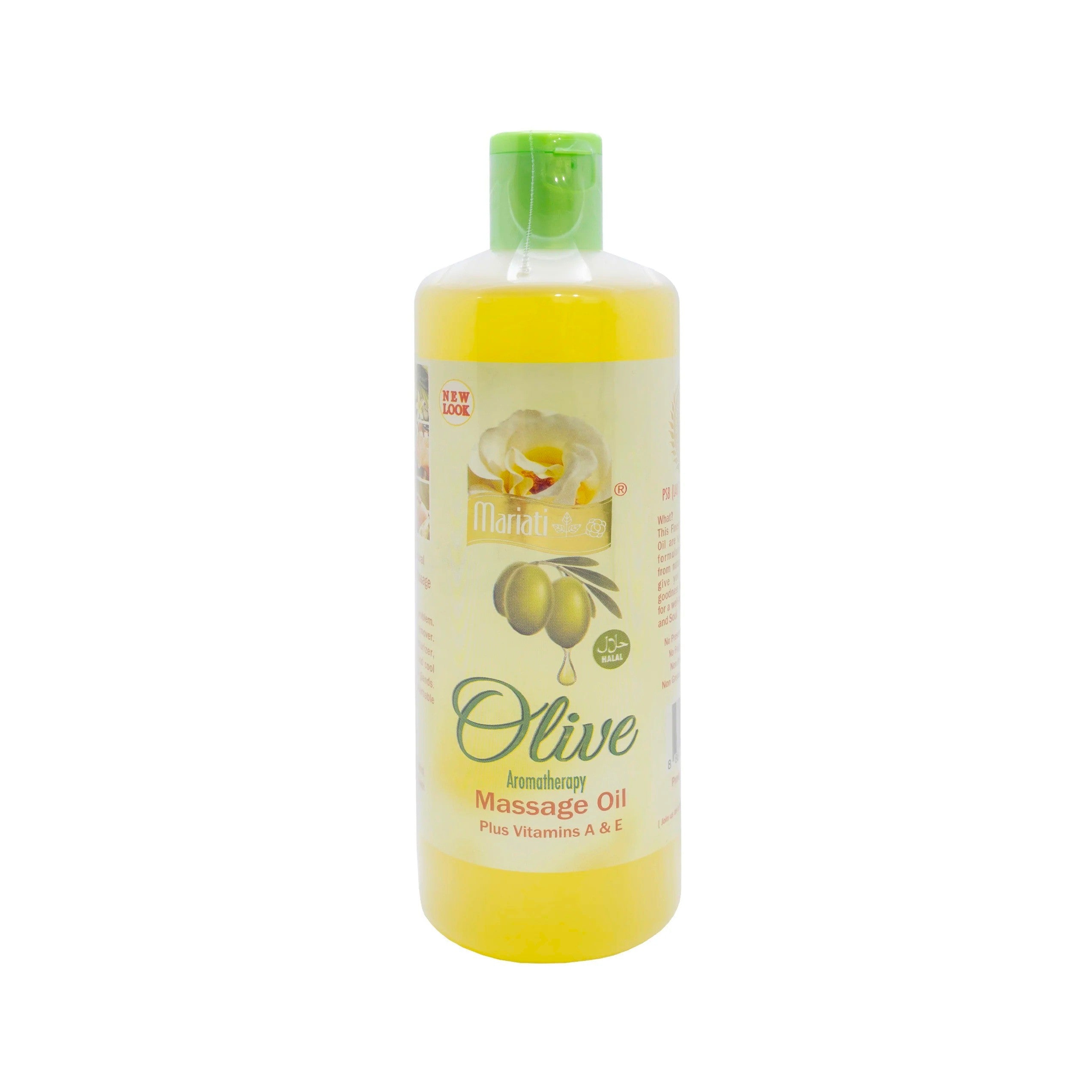 Mariati Olive Massage Oil  - Aromatherapy Plus Vitamin A & E - For Face, Skin, Hair, Body & Massage - All in One & Pure Natural - 500 ml