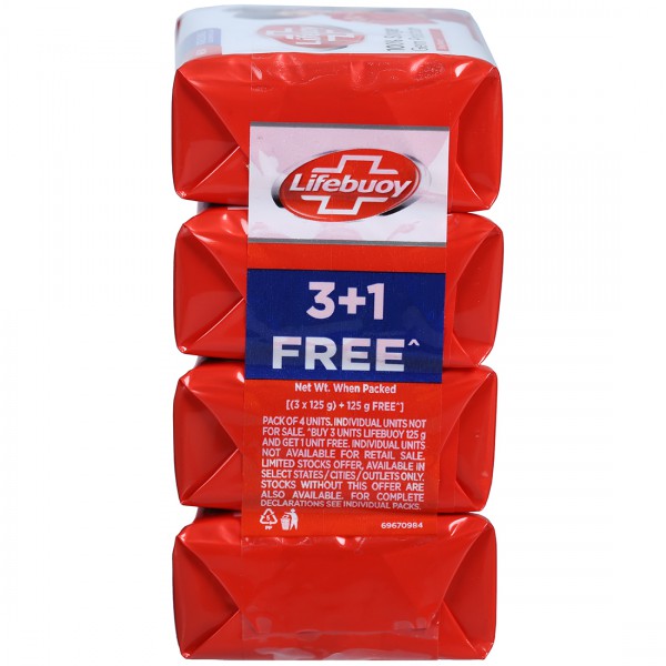 Lifebuoy 100% Stronger Germ Protection Soap  - Silver Defence Plus - Advance Formulation Cares For Your Skin - Gentle on Skin - 4 x 120 grams Pack