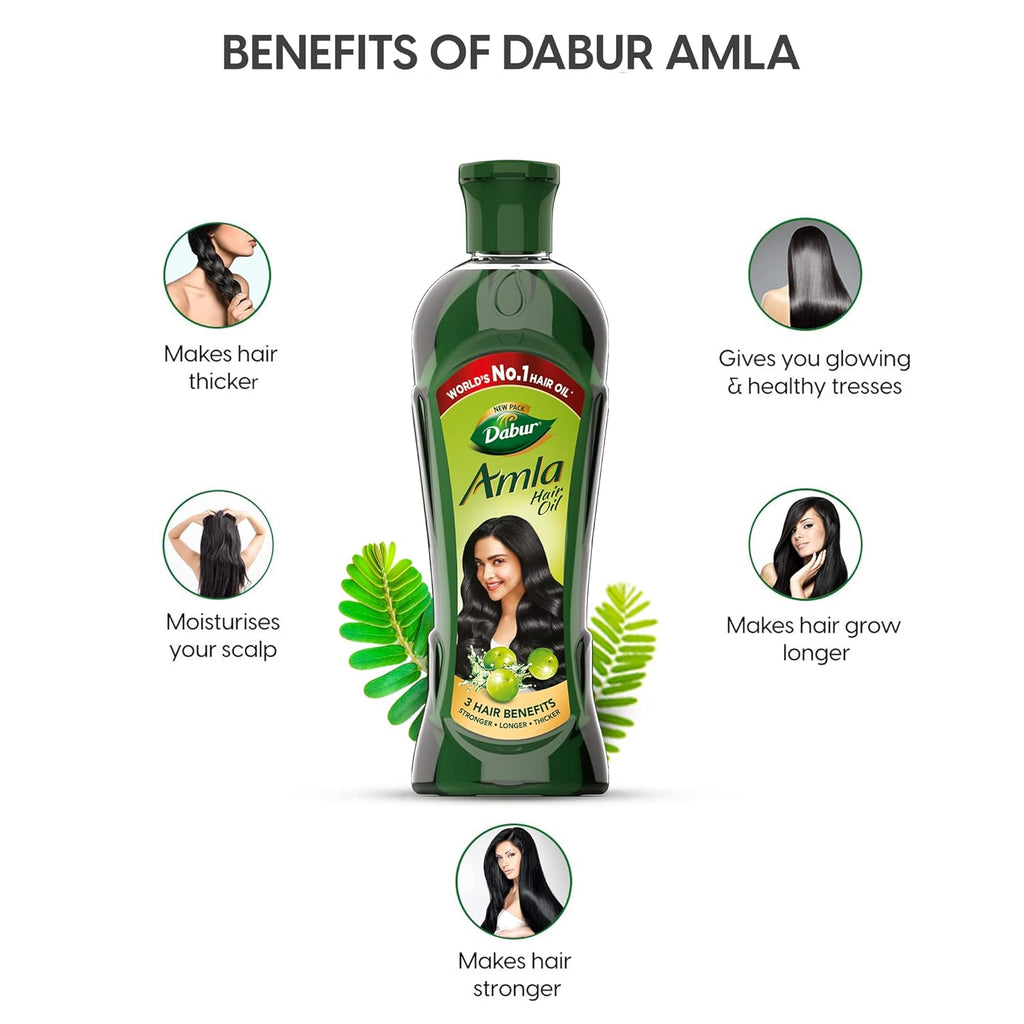 Dabur Amla Hair Oil  - Stronger, Longer, Thicker Hair - 180ml