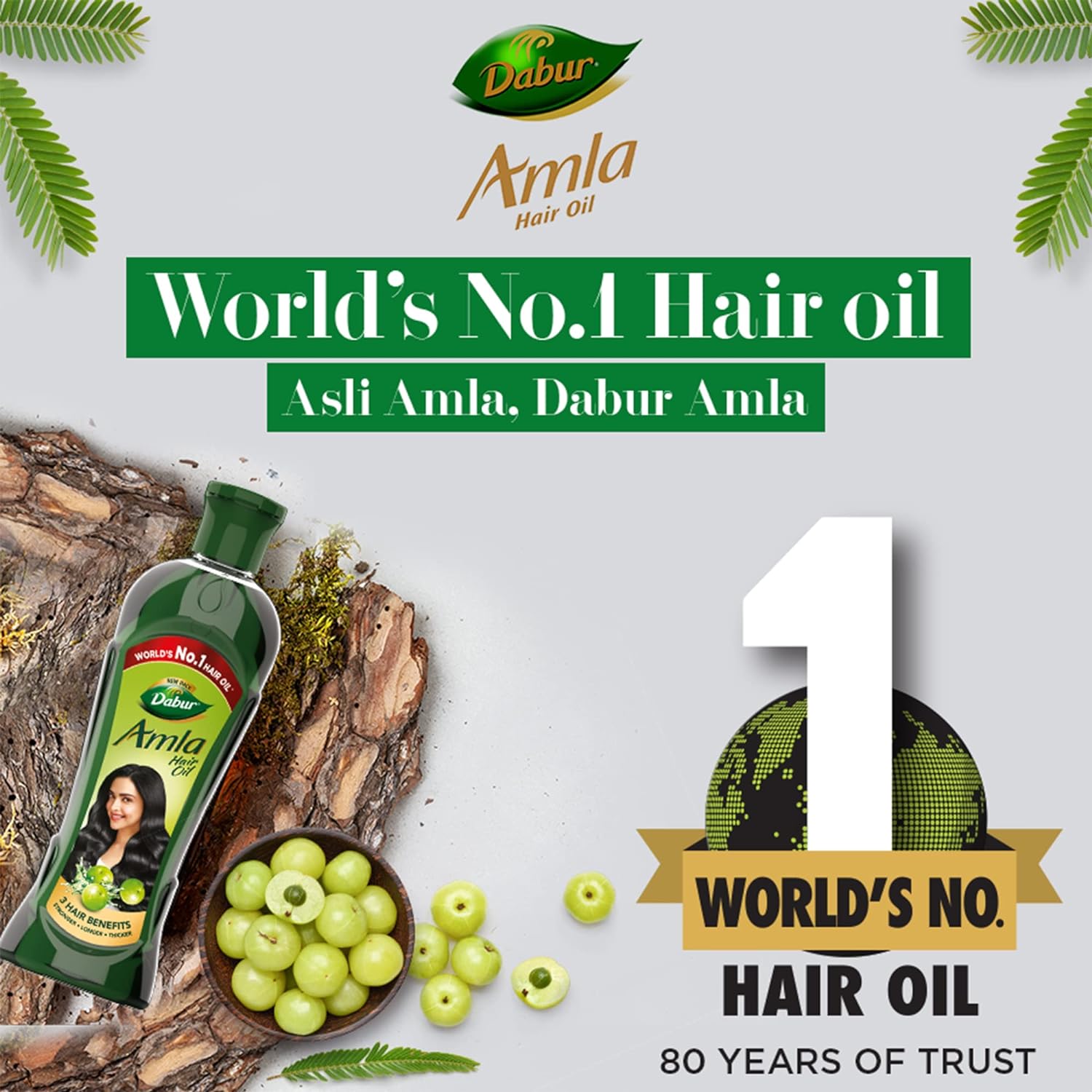 Dabur Amla Hair Oil  - Stronger, Longer, Thicker Hair - 180ml