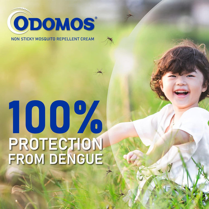 Dabur Odomos Non Sticky Mosquito Repellent Cream with Vitamin E & Almond Oil  - Safe on Kids & Babies - Up to 8 Hrs Protection - Clinically Tested - 100 gms