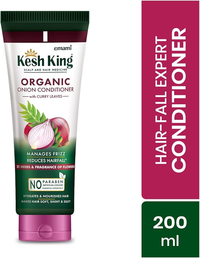 Emami Kesh King Scalp & Hair Medicine Organic Onion Conditioner With Curry Leaves - Manages Frizz - Reduces Hairfall - 21 Herbs & Fragrance of Flowers - 200ml