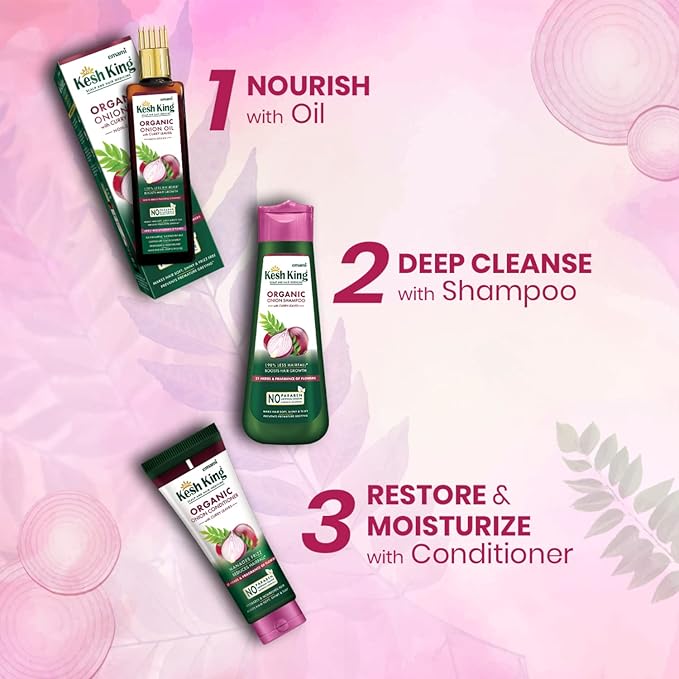 Emami Kesh King Scalp & Hair Medicine Organic Onion Conditioner With Curry Leaves - Manages Frizz - Reduces Hairfall - 21 Herbs & Fragrance of Flowers - 200ml