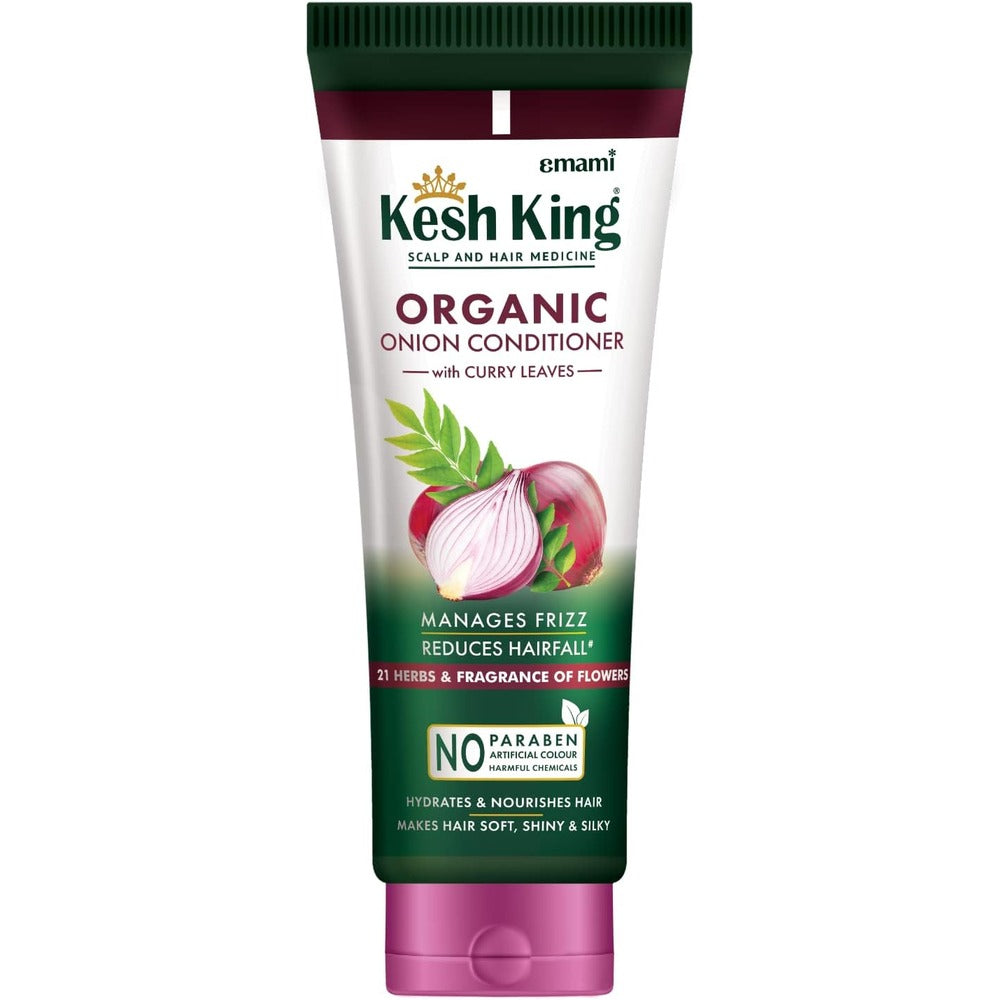 Emami Kesh King Scalp & Hair Medicine Organic Onion Conditioner With Curry Leaves - Manages Frizz - Reduces Hairfall - 21 Herbs & Fragrance of Flowers - 200ml