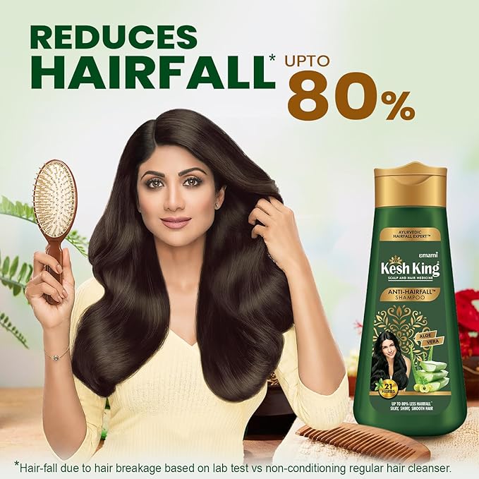 Emami Kesh King Anti-Hair Fall Shampoo - With Goodness of Aloe Vera & 21 Herbs - For Silky, Shiny & Smooth Hair - 200 ml