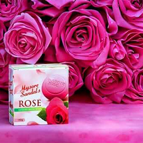 Mysore Sandal Soap  Rose  - Rich Aroma - Rose Fragrance -150 gm