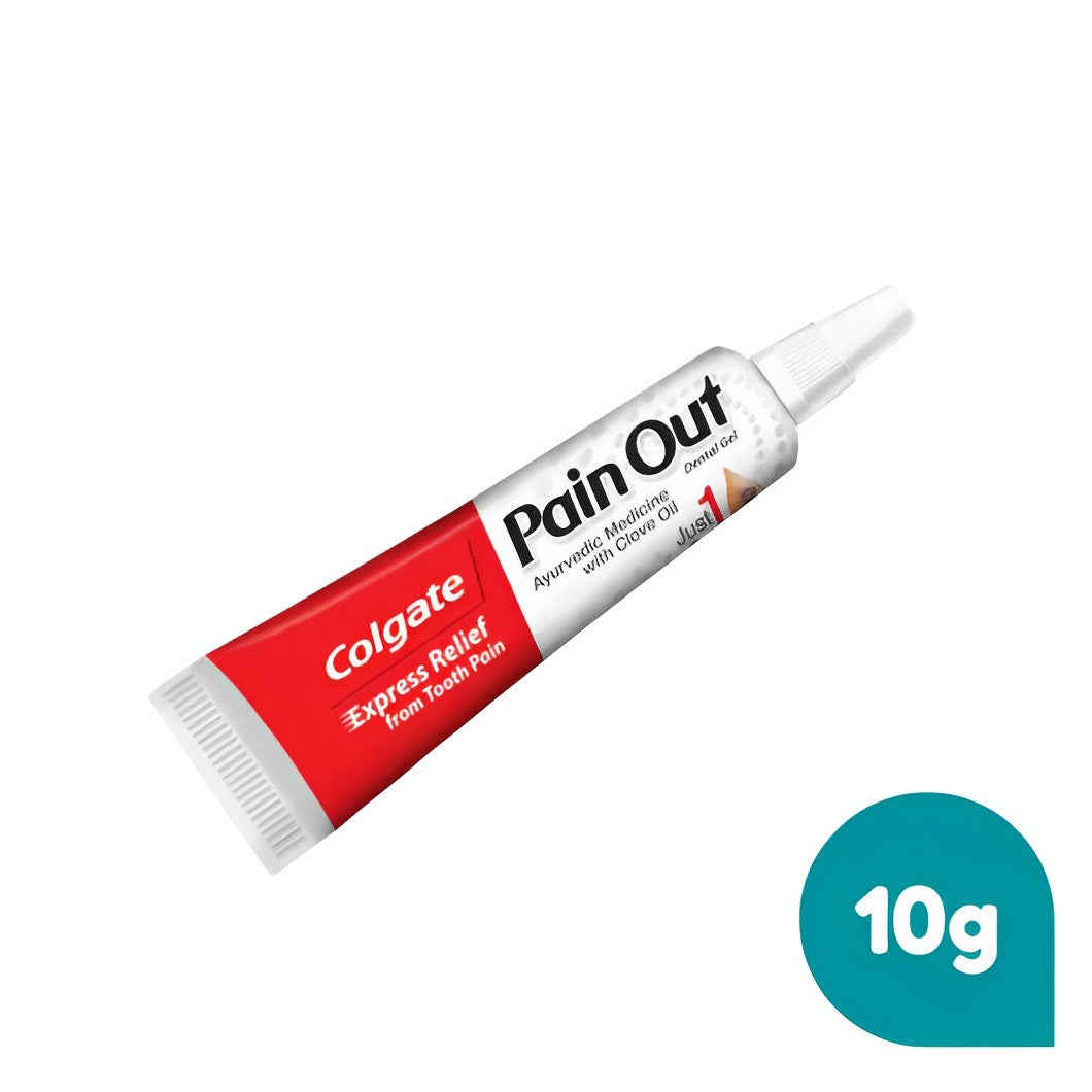 Colgate Pain Out Dental Gel  - Express Relief from Tooth Pain - Ayurvedic Medicine with Clove Oil - Just 1 Drop - 10 g