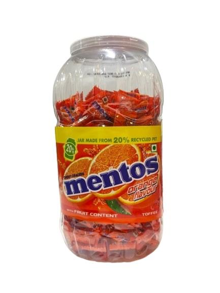 Mentos Chewy Dragees Orange Flavor  - With Fruit Content - Perfect for Movie Nights, Work Breaks, Parties, and More - 200 candies - 540 Total Grams