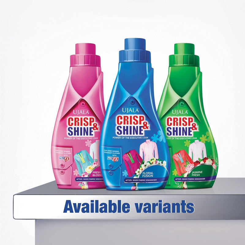 Ujala Crisp & Shine Floral Fusion - After Wash Fabric Conditioner - With Poly FX - Gives cloths bright colors and lasting fragrance - 200 ml
