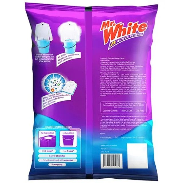 Mr.White Washing Powder  - Ultimate Whiteness - No Bleach - Removes Tough Stains and Dirt - Long Lasting Fragrance  - 1Kg