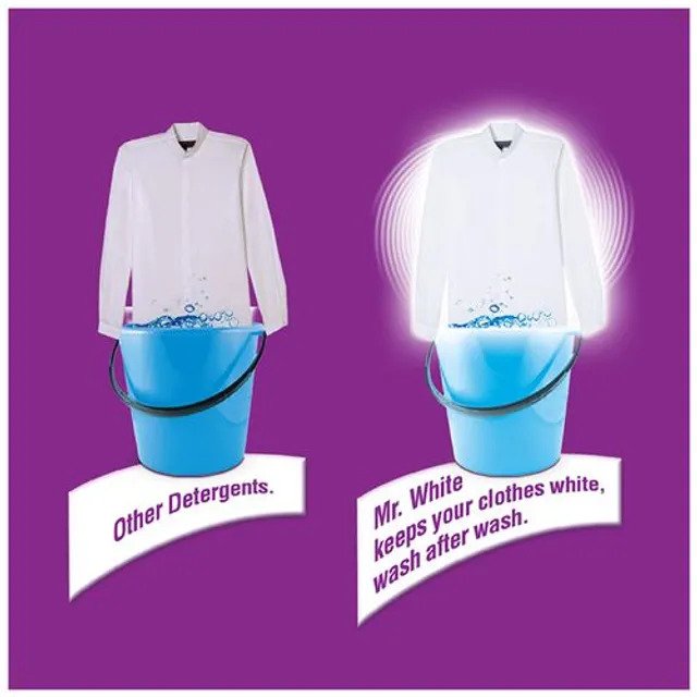 Mr.White Washing Powder  - Ultimate Whiteness - No Bleach - Removes Tough Stains and Dirt - Long Lasting Fragrance  - 1Kg