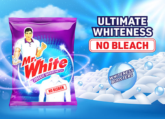 Mr.White Washing Powder  - Ultimate Whiteness - No Bleach - Removes Tough Stains and Dirt - Long Lasting Fragrance  - 1Kg