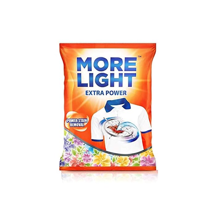 More Light Washing Powder  - Power Stain Removal - Removes Tough Stains With Ease - Safe on Colours - Long Lasting Fragrance  - 1Kg