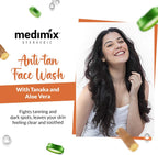 Medimix Anti Tan Face Wash  - Fights Tanning & Dark Spots - Fast Acting Ayurveda - With Tanaka & Aloe Vera - 150 ml