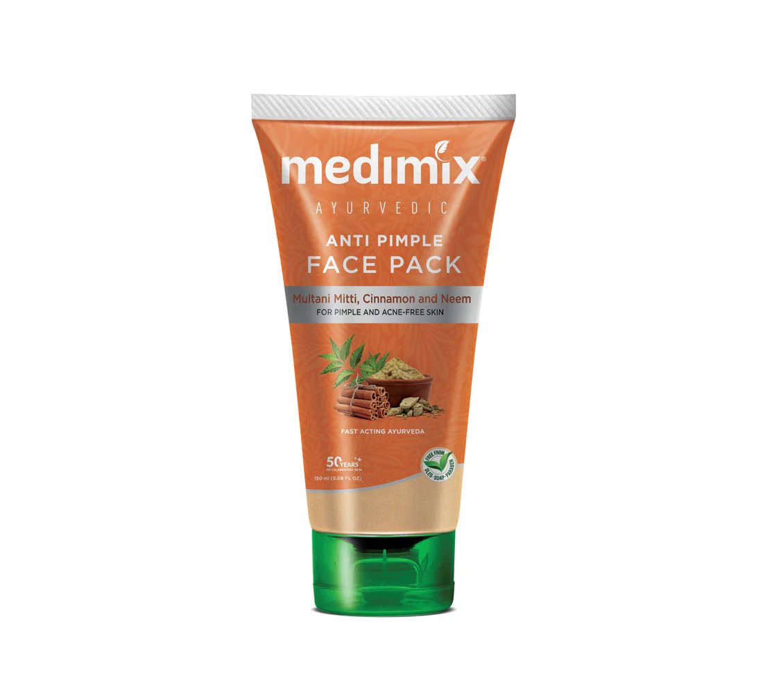 Medimix Anti Pimple Face Pack - For Pimple & Acne-Free Skin - Fast Acting Ayurveda - With Multani Mitti, Cinnamon & Neem - 150 ml