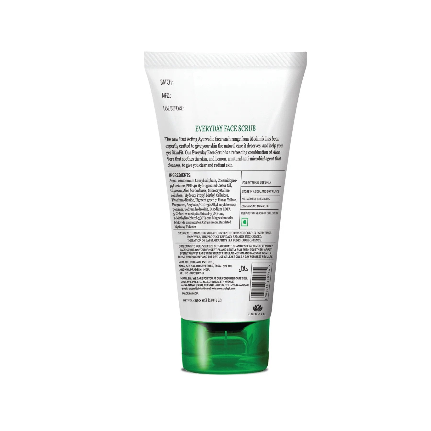 Medimix Everyday Face Scrub  - For Clear & Radiant Skin - With Aloe Vera & Lemon - Fights Skin Ageing and Improves Luster - Provides a Soothing Moisturize to Skin - 150 ml