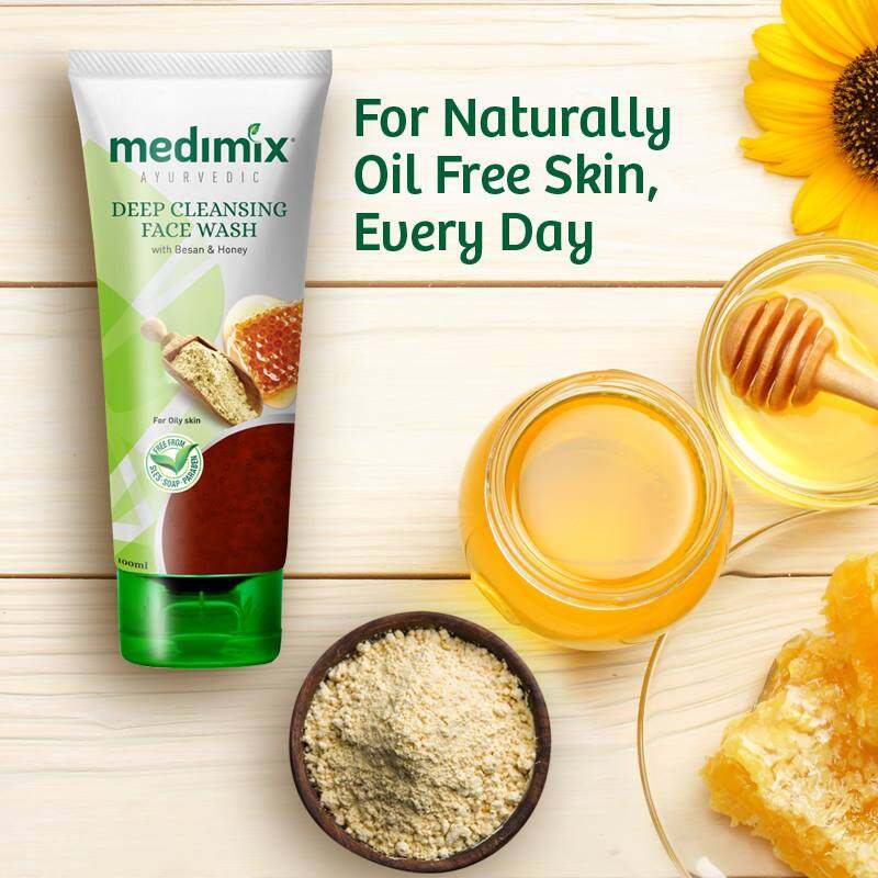 Medimix Deep Cleansing Facewash - Perfect Solution For Oily Skin Worries  - With Besan & Honey - For Deeper Skin Nourishment  - 150 ml