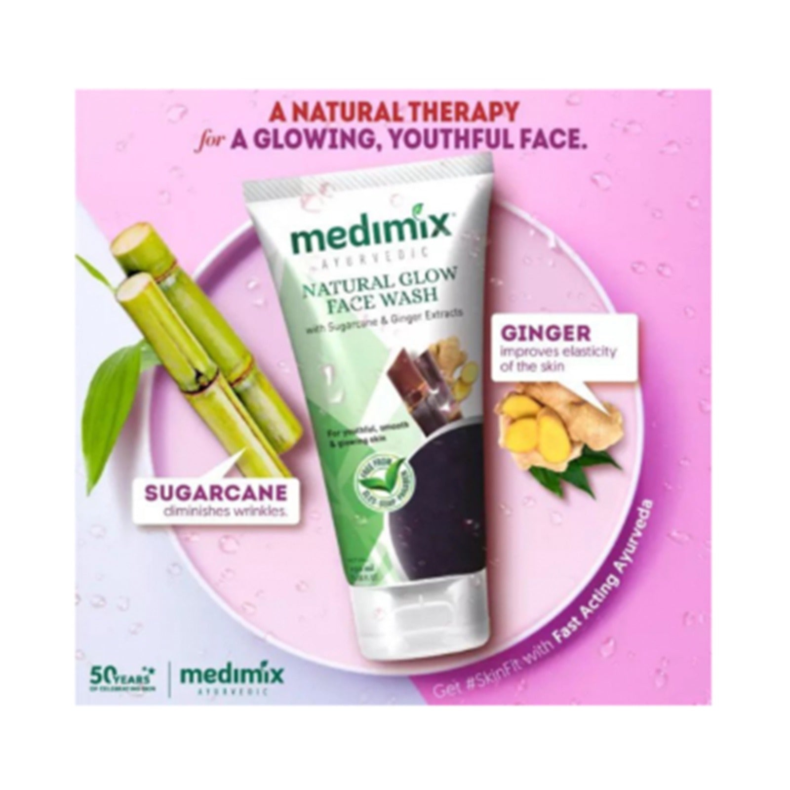 Medimix Medimix Ayurvedic Natural Glow Face Wash  Free From Sles Soap and Paraben  for Youthful, Smooth and Glowing Skin with Sugarcane and Ginger Extracts