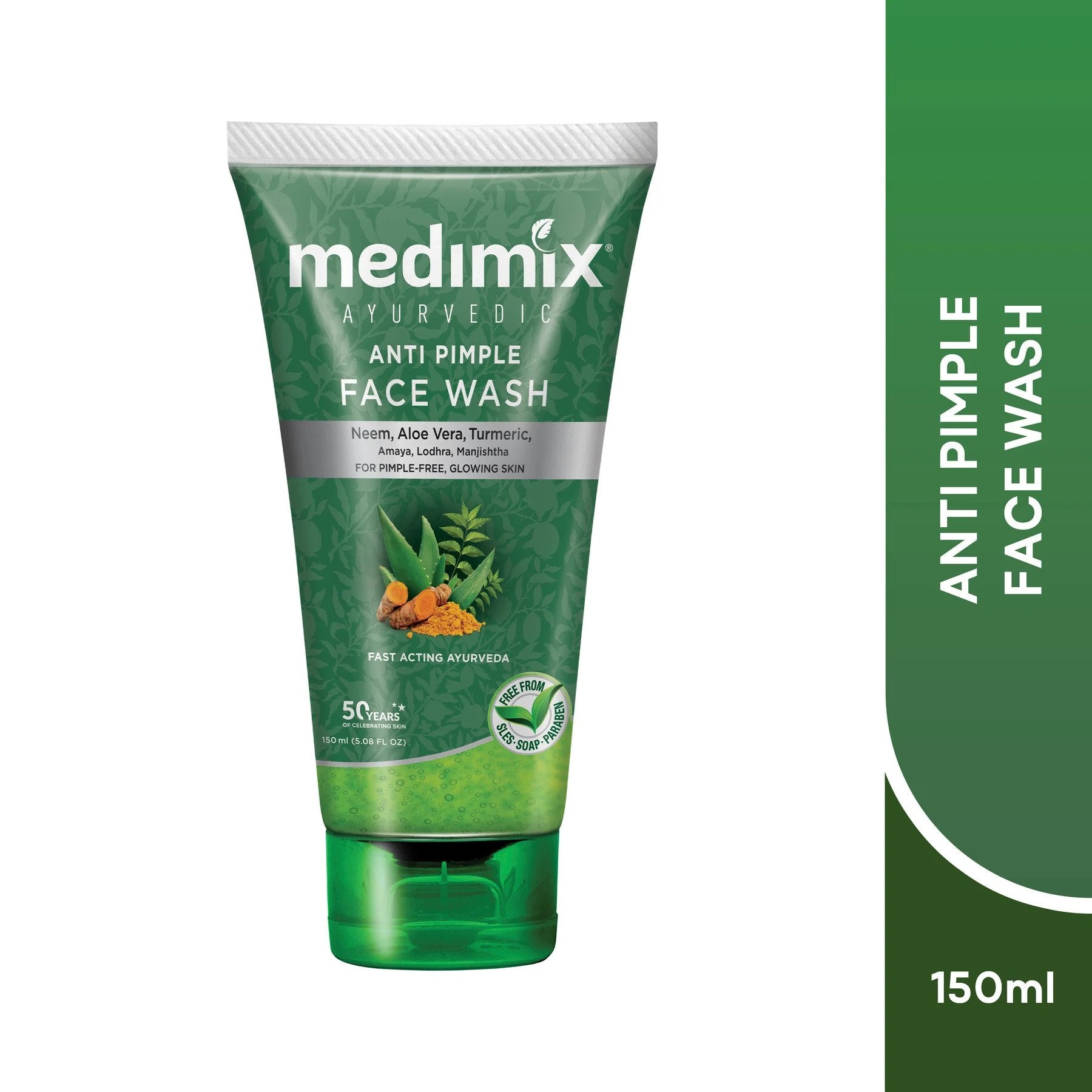 Medimix Anti Pimple Face Wash - For Pimple Free & Glowing Skin - With Neem, Aloe Vera & Turmeric - Goodness of 6 Essential Herbs - Deep Cleanses Skin  - 150 ml