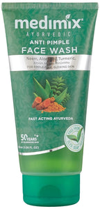 Medimix Anti Pimple Face Wash - For Pimple Free & Glowing Skin - With Neem, Aloe Vera & Turmeric - Goodness of 6 Essential Herbs - Deep Cleanses Skin  - 150 ml