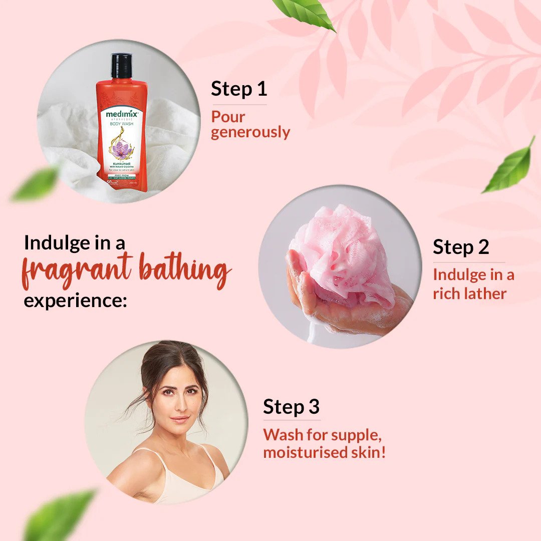 Medimix Kumkumadi Body Wash with Natural Glycerine - For Clear & Radiant Skin - Free from SLES, Soap, Alcohol & Paraben- Improves Skin Moisture & Texture - 300 ml