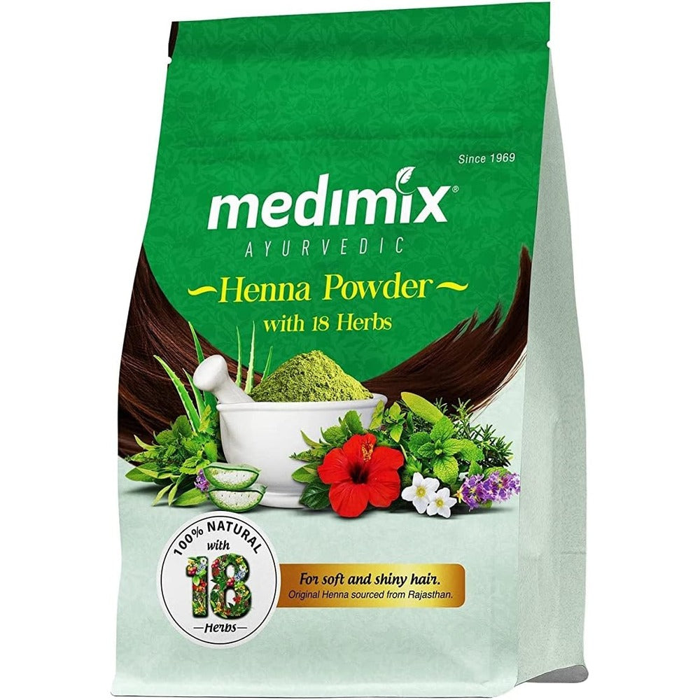 Medimix Henna Powder with 18 Herbs - For Soft & Shiny Hair- 100% Natural Hair Color - Controls Damage and Keeps Hair Moisturized  - 400 gm