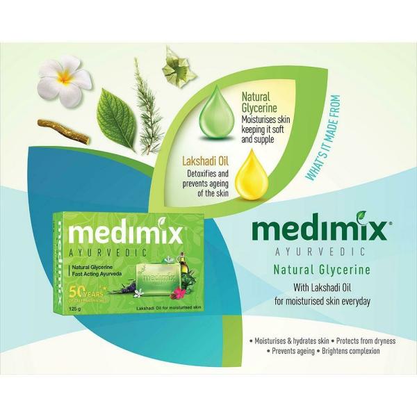 Medimix Combo Pack of Ayurvedic Glycerine Lakshadi Oil Soap with Moisturizing Face Wash 150ml Moisturising Luxury Helps Prevent Dry Skin  Natural Protection with Glycerin and Lakhshadi Oil  Green