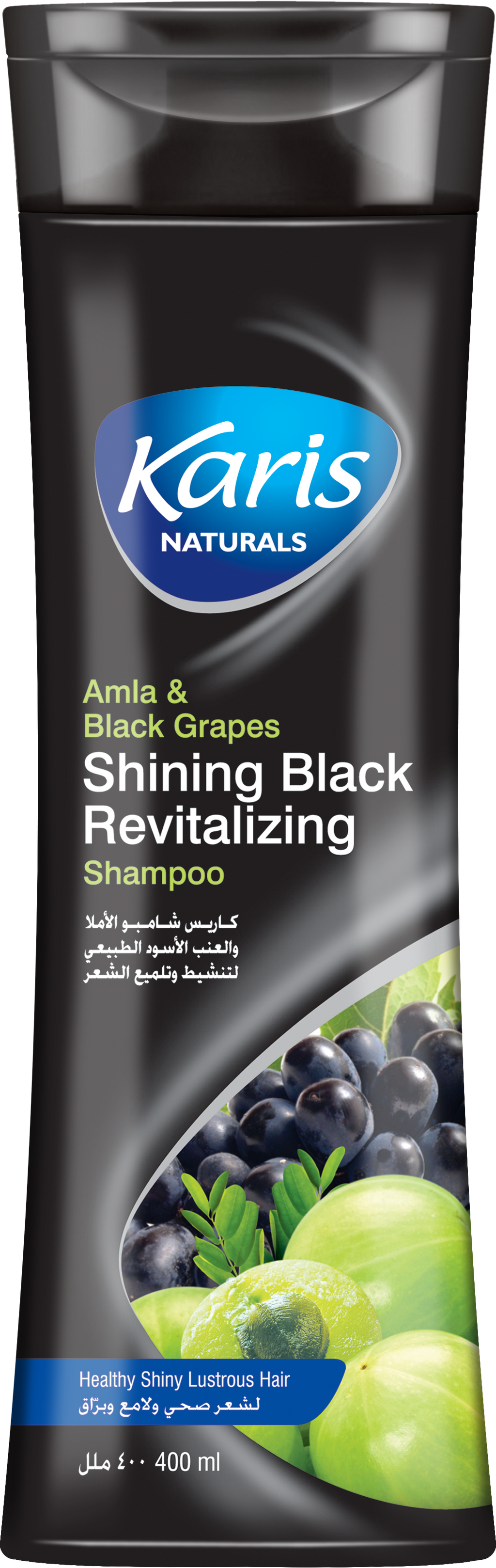 Karis Naturals Shining Black Revitalizing Shampoo with Conditioner - With Amla & Black Grapes  - Healthy Shiny Lustrous Hair - Helps to Prevent Hair fall and Dandruff - 400 ml