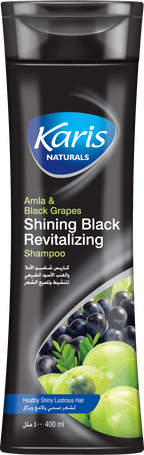 Karis Naturals Shining Black Revitalizing Shampoo with Conditioner - With Amla & Black Grapes  - Healthy Shiny Lustrous Hair - Helps to Prevent Hair fall and Dandruff - 400 ml