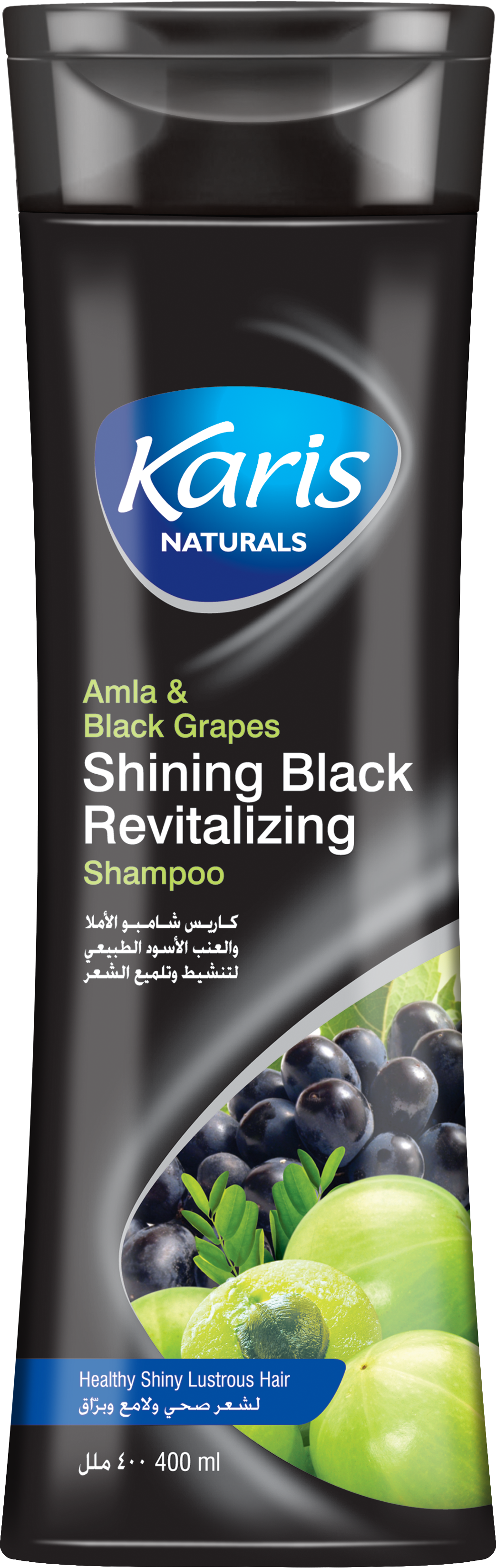 Karis Naturals Shining Black Revitalizing Shampoo with Conditioner - With Amla & Black Grapes  - Healthy Shiny Lustrous Hair - Helps to Prevent Hair fall and Dandruff - 400 ml