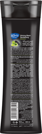 Karis Naturals Shining Black Revitalizing Shampoo with Conditioner - With Amla & Black Grapes  - Healthy Shiny Lustrous Hair - Helps to Prevent Hair fall and Dandruff - 400 ml