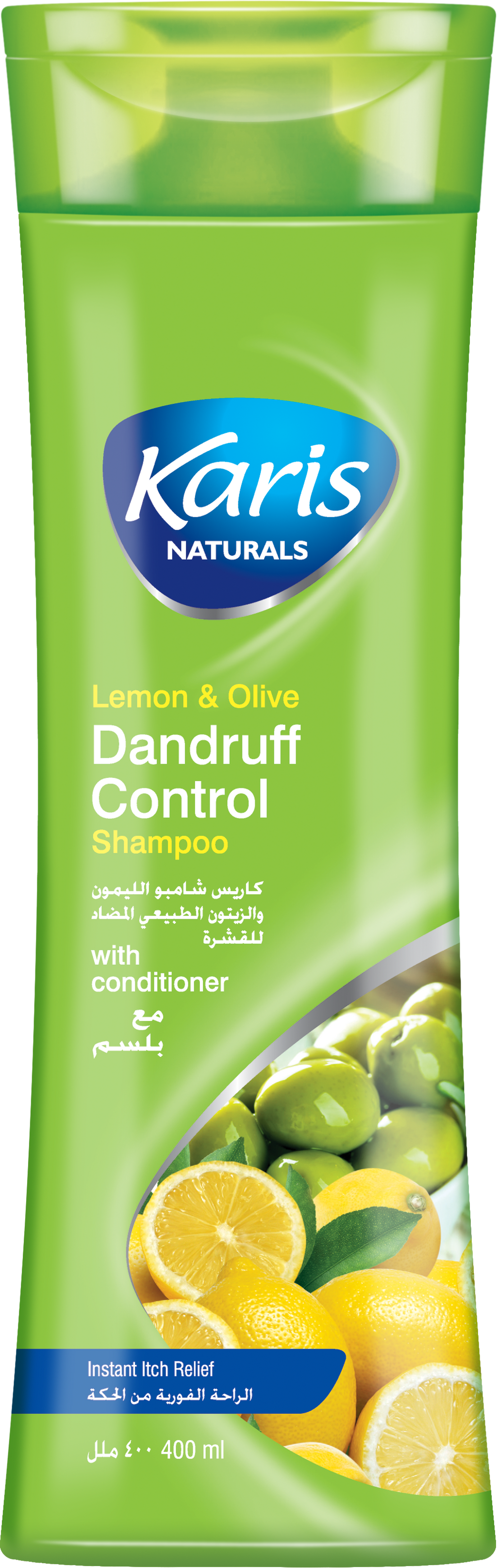 Karis Naturals Dandruff Control Shampoo with Conditioner  - With Lemon & Olive - Instant Itch Relief - Makes Hair Resistant to Styling Damage - Deeply Moisturizes and Nourishes - 400 ml