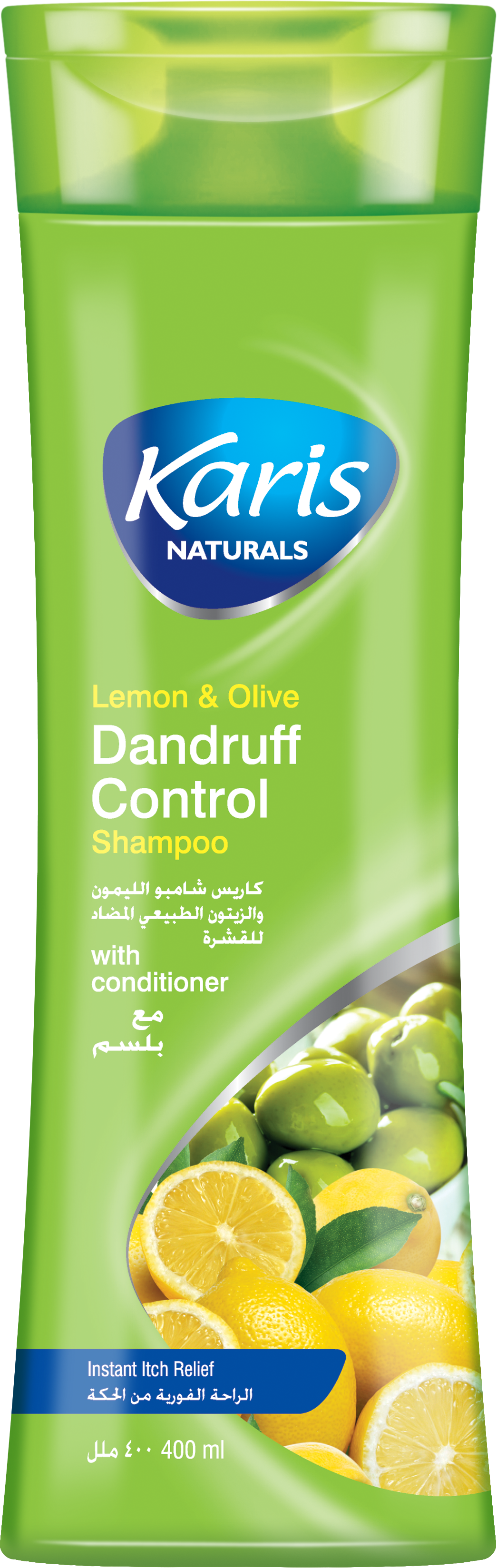 Karis Naturals Dandruff Control Shampoo with Conditioner  - With Lemon & Olive - Instant Itch Relief - Makes Hair Resistant to Styling Damage - Deeply Moisturizes and Nourishes - 400 ml