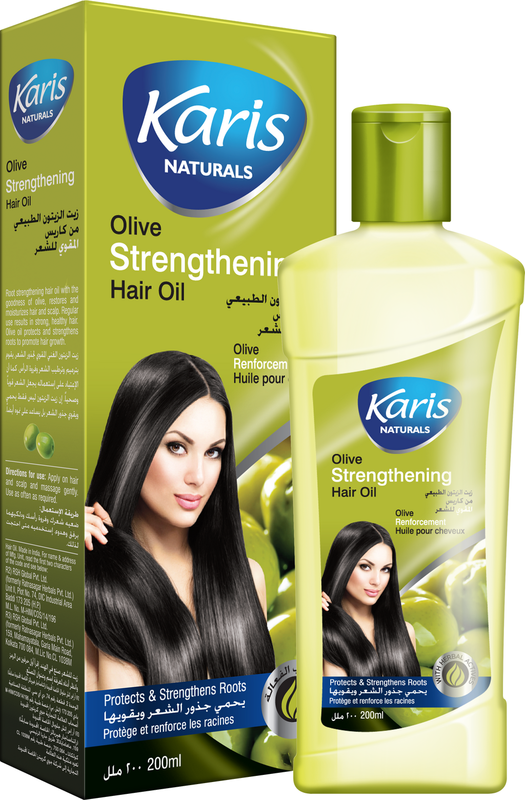 Karis Naturals Strengthening Hair Oil  - With Olive Oil - Protects & Strengthens Roots - Enriched with Natural Vitamins - Provides Hair with Natural Shine -  200 ml