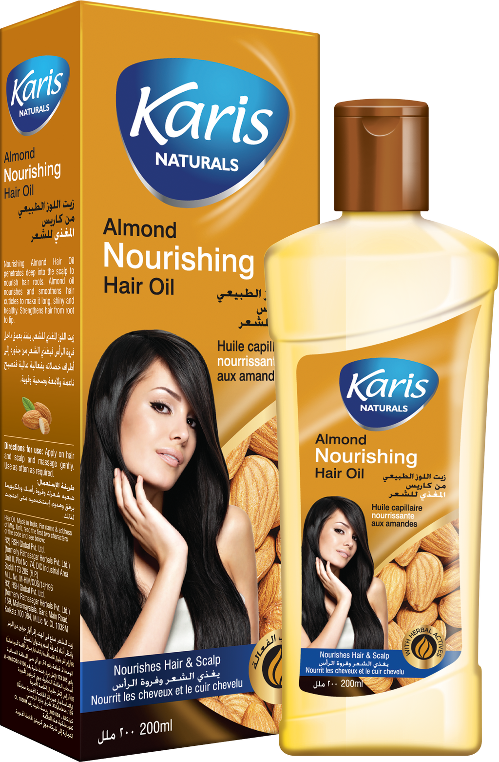 Karis Naturals Nourishing Hair Oil - With Almond - Nourishes Hair Roots & Scalp - Smoothens Hair Cuticles - Long, Shiny, Healthy Hair -  200 ml