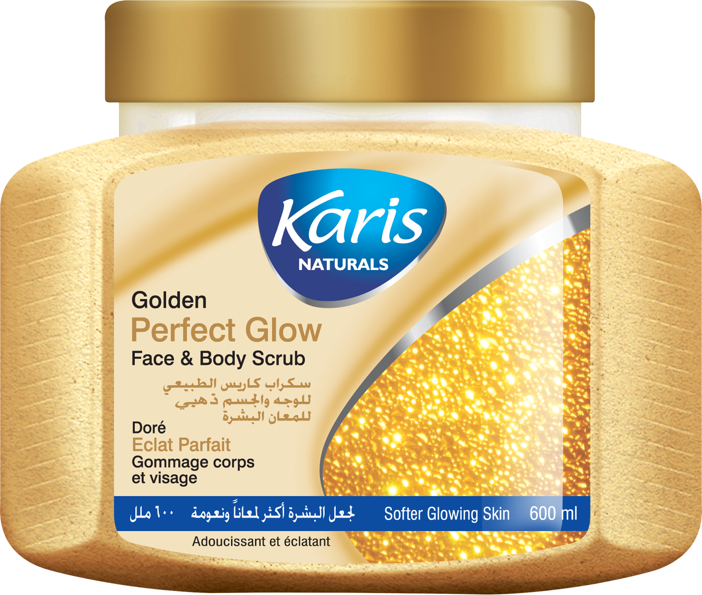 Karis Naturals Perfect Glow with Golden Particles Face & Body Scrub  - Exfoliation to Remove Dirt - Makes Skin Supple & Shiny Smooth - Softer Glowing Skin - 600 ml