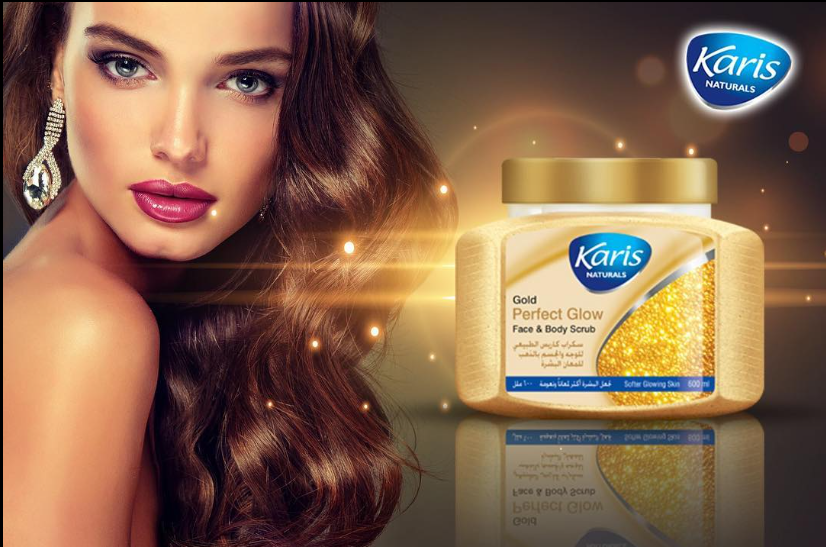 Karis Naturals Perfect Glow with Golden Particles Face & Body Scrub  - Exfoliation to Remove Dirt - Makes Skin Supple & Shiny Smooth - Softer Glowing Skin - 600 ml