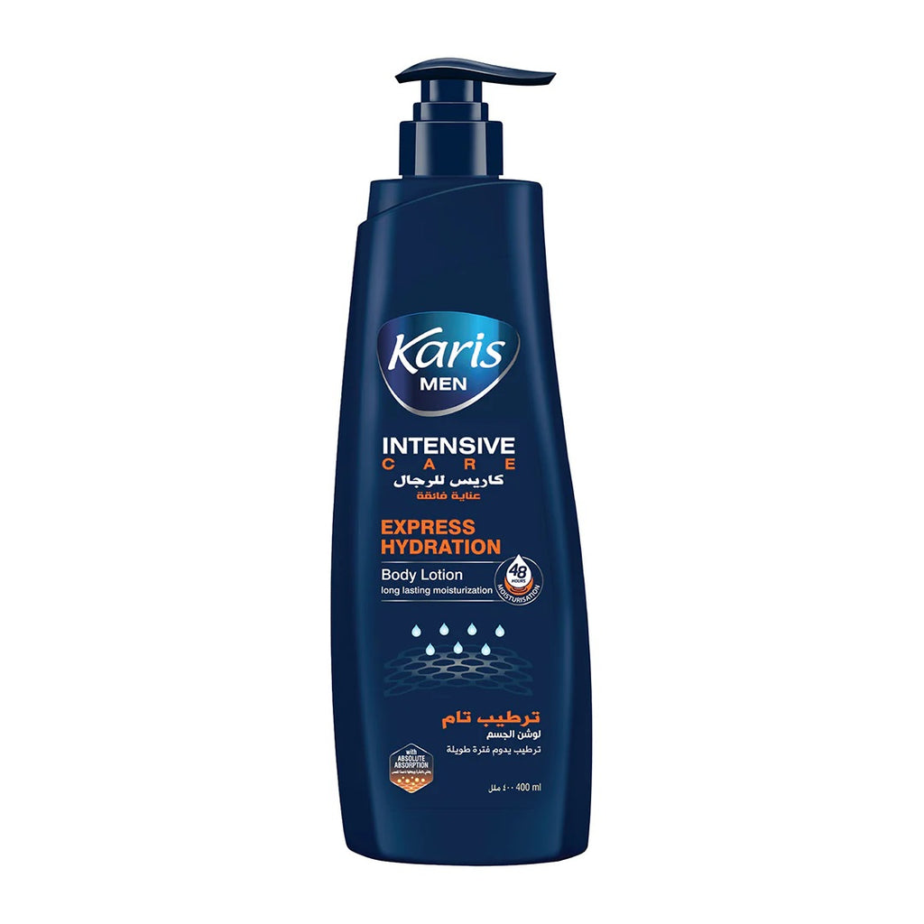 Karis Men Intensive Care Body Lotion - Express Hydration - Long Lasting Moisturization with Absolute Absorption - 400 ml