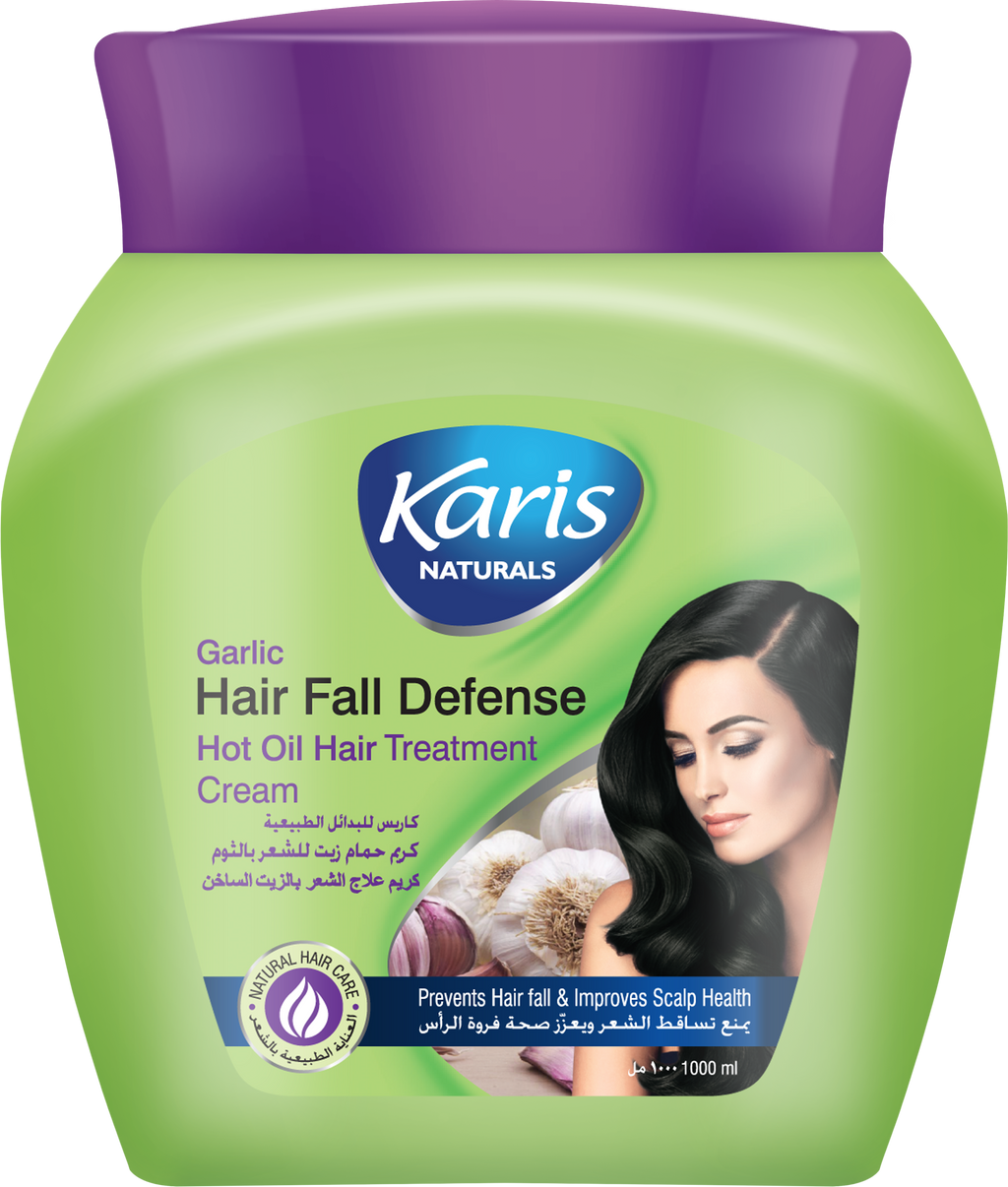 Karis Naturals Hair Fall Defense Hot Oil Treatment Cream - With Garlic Extract - Prevents Hair Fall & Improves Scalp Health - Hair Damage Control - For all Hair Types - 1000 ml