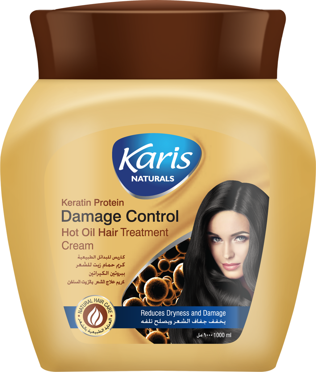 Karis Naturals Damage Control Hot Oil Hair Treatment Cream  - With Keratin Protein - Reduces Dryness & Damage - Nourishes and Revitalizes Hair - Repairs Damaged Hair - 1000 ml
