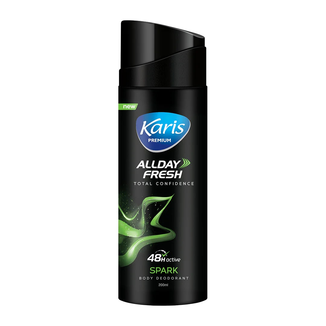 Karis Premium All Day Fresh Spark Body Spray Deodorant - Energizing Fragrance - Long Lasting Freshness - 200 ml